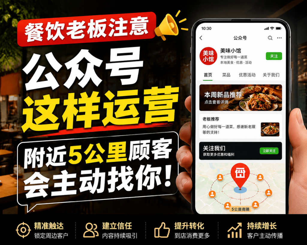 图片[1]-苏小兵：餐饮老板注意，公众号这样运营，附近5公里顾客会主动找你！-苏小兵商学院