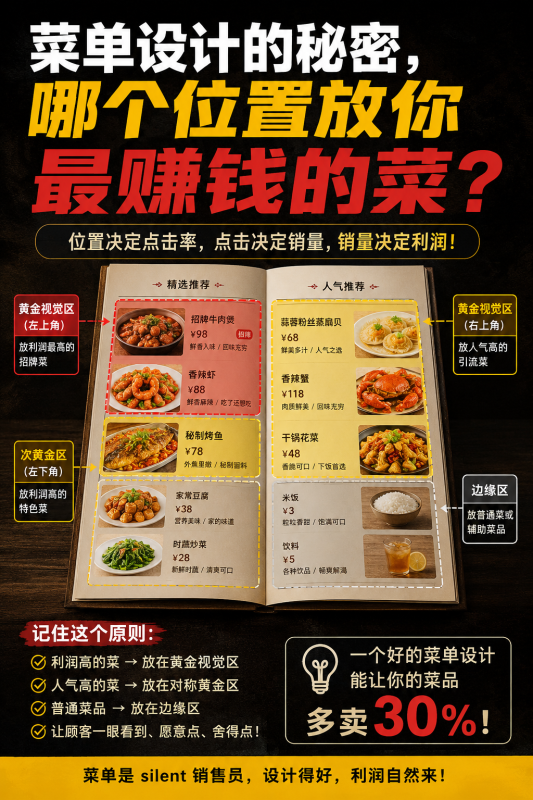 苏小兵：菜单设计的秘密，哪个位置放你最赚钱的菜?-苏小兵商学院