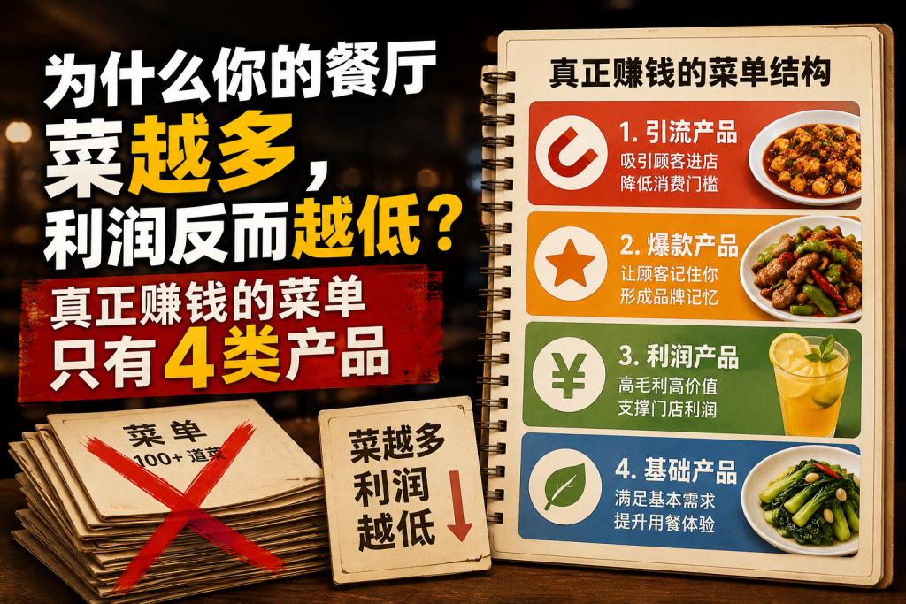 图片[1]-苏小兵：为什么你的餐厅菜越多，利润反而越低？真正赚钱的菜单只有4类产品？-苏小兵商学院