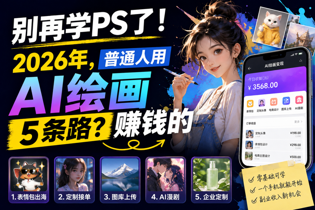 图片[1]-苏小兵：别再学PS了！2026年，普通人用AI绘画赚钱的5条路?-苏小兵商学院
