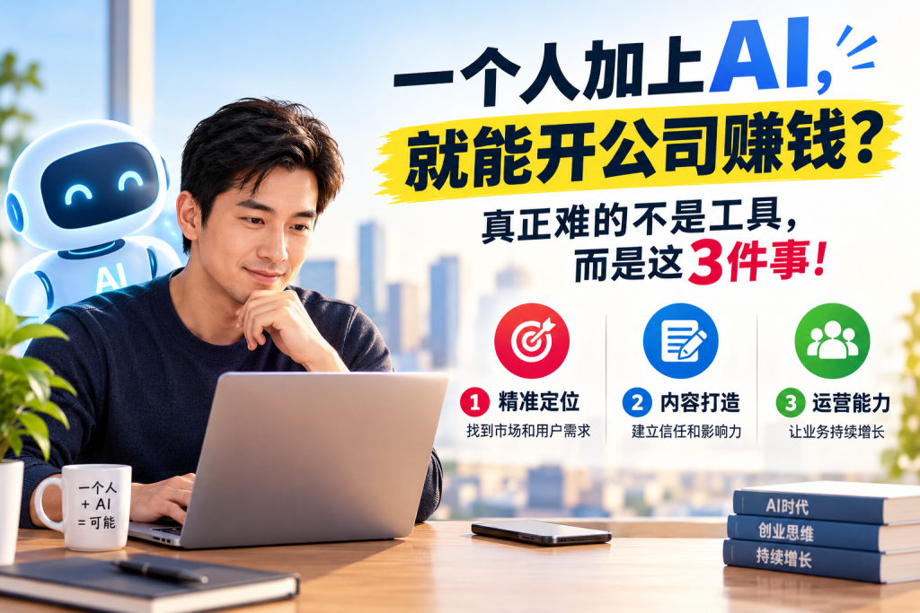 图片[1]-苏小兵：一个人加上AI，就能开公司赚钱？真正难的不是工具，而是这3件事！-苏小兵商学院