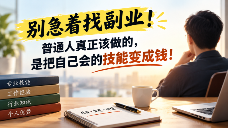 苏小兵：别急着找副业！普通人真正该做的，是把自己会的技能变成钱！-苏小兵商学院